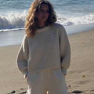 Na Nin ROMY KNITTED ALPACA BALLOON SLEEVE SWEATER in Ivory